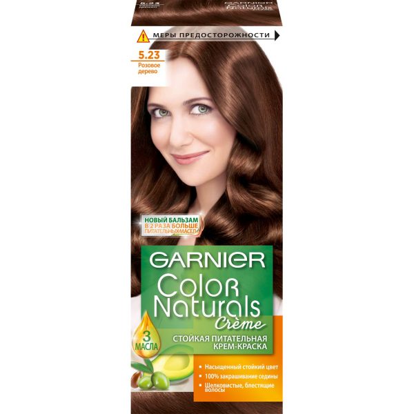 Стойкая питательная крем-краска для волос Garnier «Color Naturals», оттенок 5.23, Розовое дерево
