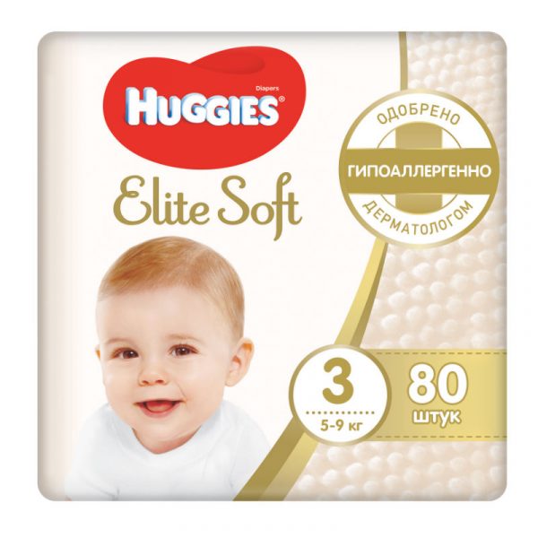 Huggies Elite soft, 3, 80 шт