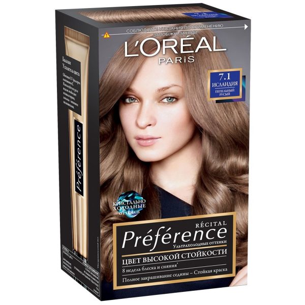 Стойкая краска для волос L'Oreal Paris «Preference», оттенок 7.1, Исландия