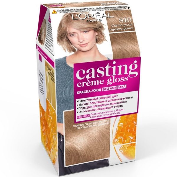 Стойкая краска-уход для волос L'Oreal Paris «Casting Creme Gloss» без аммиака, оттенок 810, Перламутровый русый