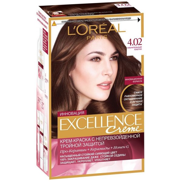 Стойкая крем-краска для волос L'Oreal Paris «Excellence», оттенок 4.02, Пленительный каштан