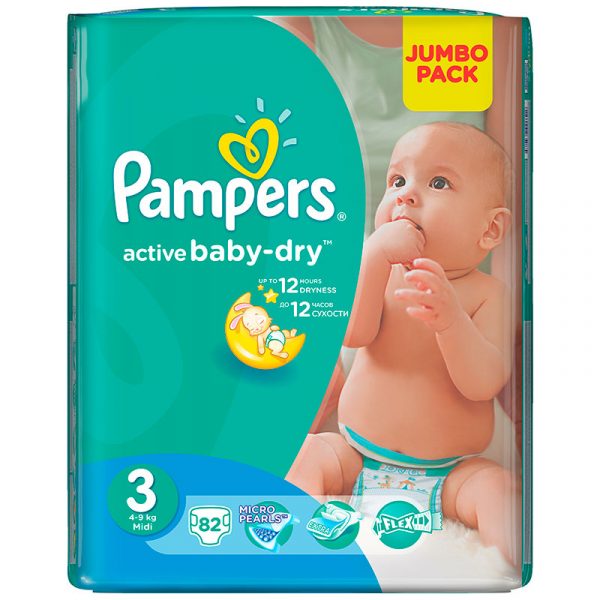 Подгузники Pampers Active baby, 3, 82 шт