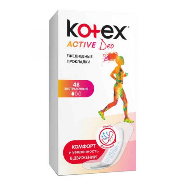 Ежедневные прокладки Kotex Active Deo «Экстратонкие», 48 шт