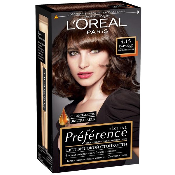 Стойкая краска для волос L'Oreal Paris «Preference», оттенок 4.15, Каракас